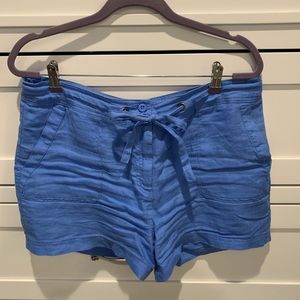 St Tropez 100% Blue Linen Shorts w/drawstring